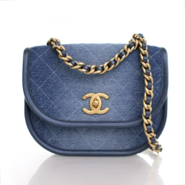 Chanel Small Blue Washed Denim Messenger Flap Bag