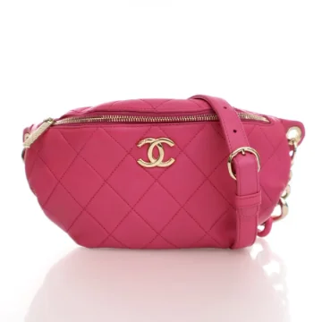 Chanel Pink Lambskin Resin Waist Bag