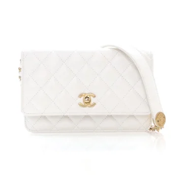 Chanel White Caviar Twist your Buttons Wallet On Chain (WOC)