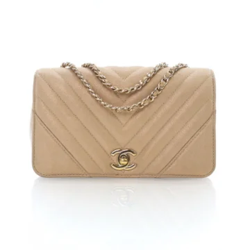 Chanel MinI Gold Iridescent Calfskin Chevron Statement Flap