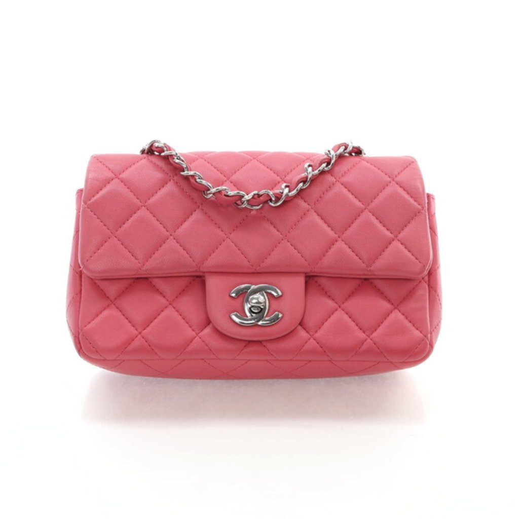 Chanel Mini Pink Lambskin Rectangular Classic Flap Bag