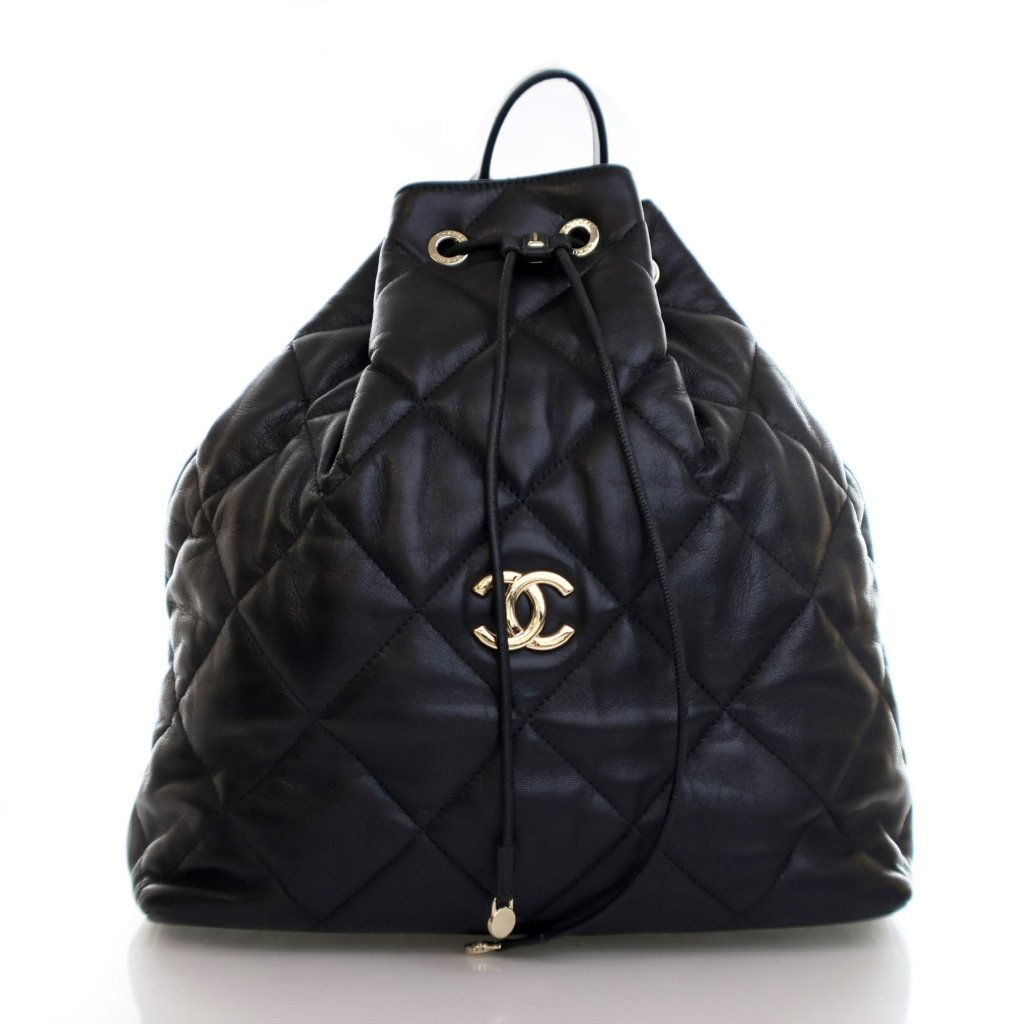 ★ ACOC★ Schedule L BackpackBlack 5010840319 Chanel Black Calfskin Drawstring Backpack - Luxe Du Jour