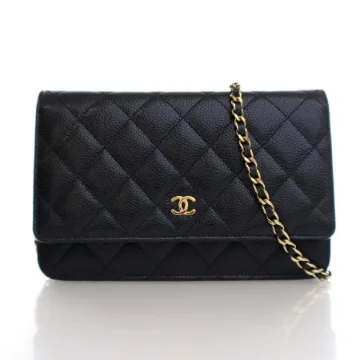 Chanel Black Caviar Classic Wallet On Chain