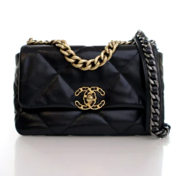 Chanel Medium Black Goatskin 19 Flap Bag