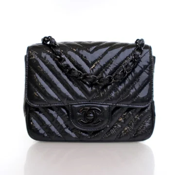 Chanel Mini So Black Patent Classic Square Flap Bag