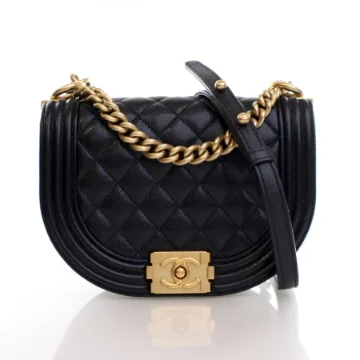 Chanel Small Black Caviar Boy Messenger Bag