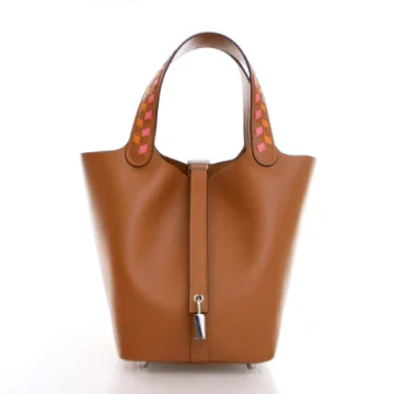 Hermes Gold Epsom Tressage De Cuir Picotin 18