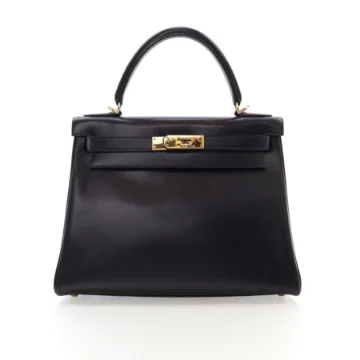 Hermes Noir Box Calf Vintage Kelly 28