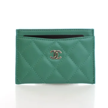 Chanel Green Lambskin Classic Card Holder