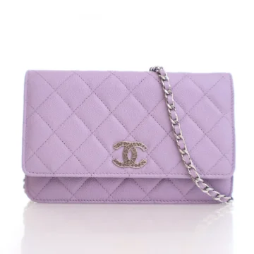 Chanel Purple Caviar Classic Wallet on Chain