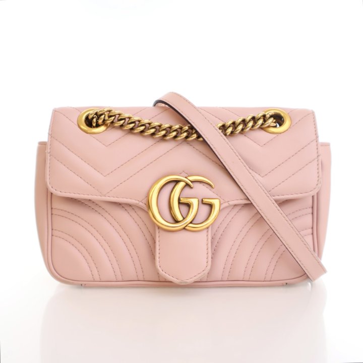 財布・小物その他 GUCCI PINK BEIGE LEATHER GG MARMONT MINI BAG Gucci Marmont Mini - Luxe Du Jour