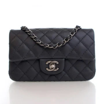 Chanel Mini Dark Grey Caviar Rectangular Stitch It Flap Bag