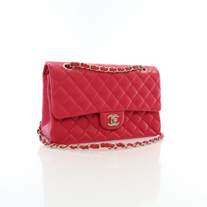 Chanel Medium Red Lambskin Classic Double Flap Bag - Luxe Du