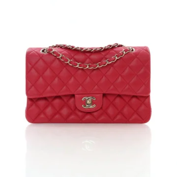 Chanel Medium Red Lambskin Classic Double Flap Bag