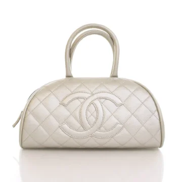 Chanel Vintage Pearl Iridescent Caviar Bowler Bag