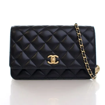 Chanel Black Lambskin Pearl Crush Wallet on Chain