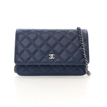 Chanel Navy Blue Caviar Wallet On Chain (WOC)