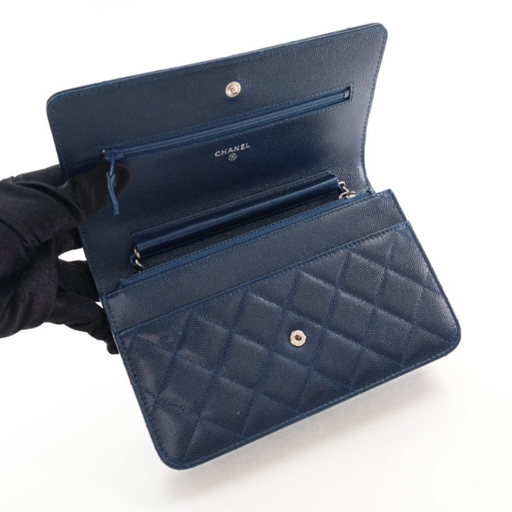 Chanel Navy Blue Caviar Wallet On Chain (WOC) Luxe Du Jour