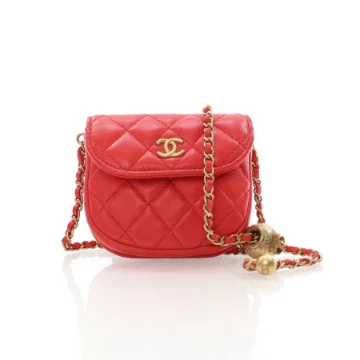 Chanel Mini Red Lambskin Pearl Crush Waist Bag