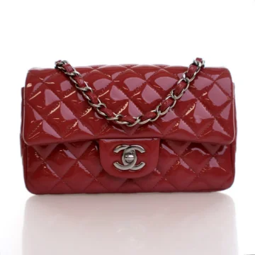 Chanel Mini Red Patent Classic Rectangular Flap Bag