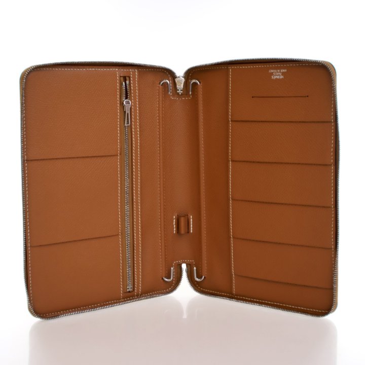 Hermes Gold Epsom Globe Trotter Zip Agenda - Luxe Du Jour