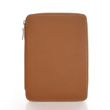 Hermes Gold Epsom Globe Trotter Zip Agenda
