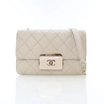Chanel Small White Metallic Sheepskin Beauty Lock Flap Bag