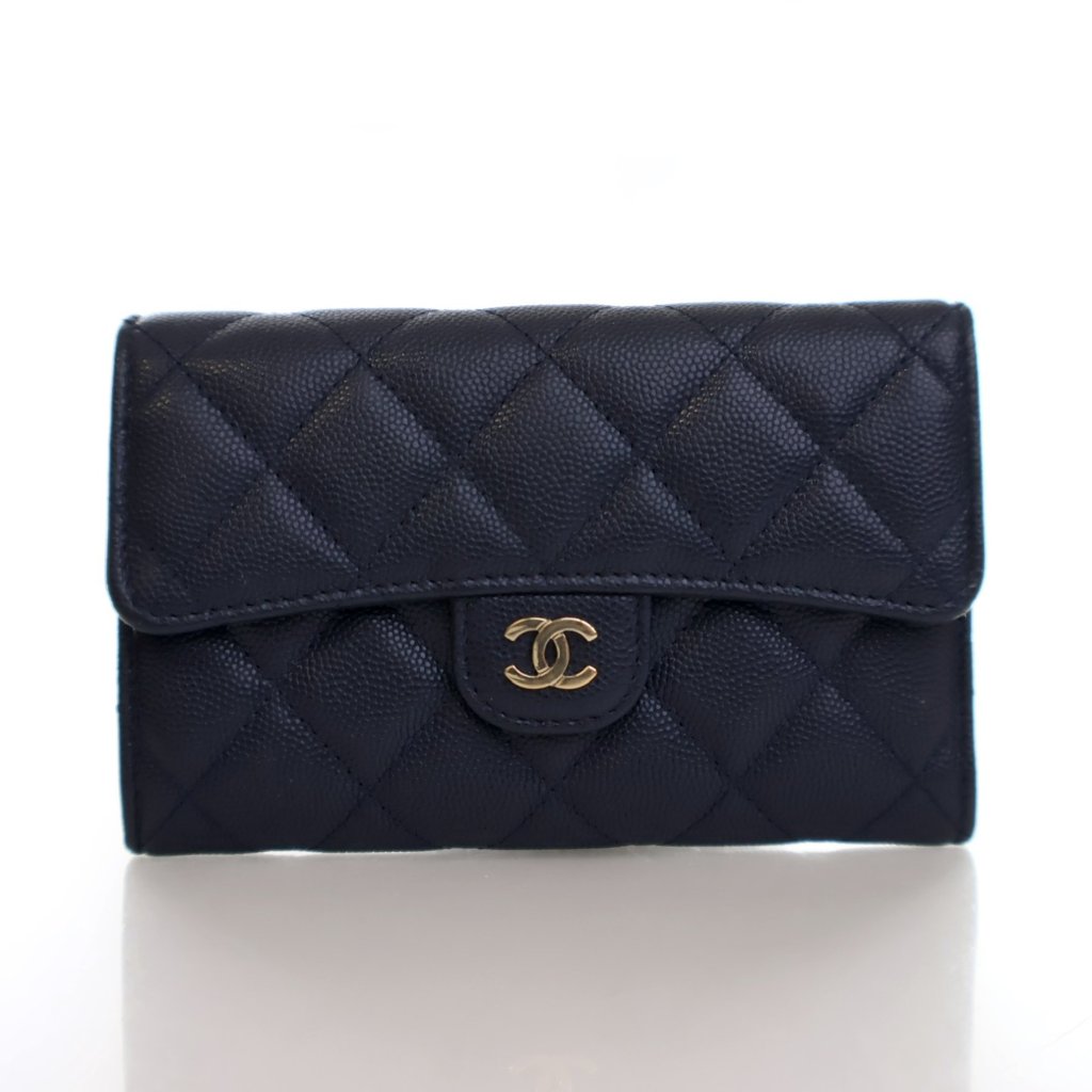Chanel Blue Caviar Flap Wallet - Luxe Du Jour