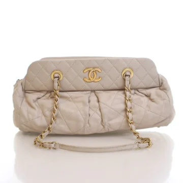 Chanel Beige Calfskin Chic Quilt Bowling Bag