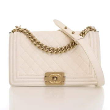 Chanel Medium White Caviar Boy Bag