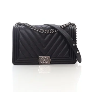 Chanel Large Black Chevron Boy Bag