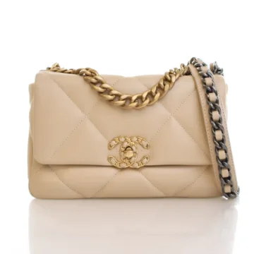 Chanel Medium Beige Lambskin 19 Flap Bag
