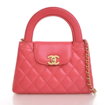 Chanel Nano Pink Crinkled Calfskin Kelly Shopper Bag