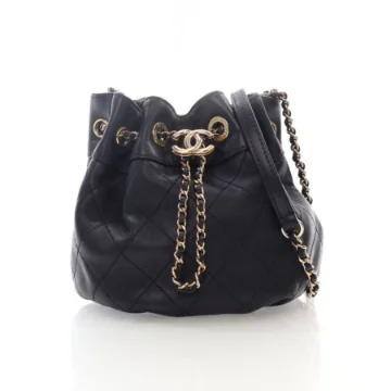 Chanel Black Calfskin Drawstring Bucket Bag