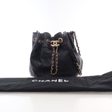 Chanel Black Calfskin Drawstring Bucket Bag - Luxe Du Jour