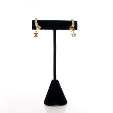 Chanel CC Crystal Star Climber Earrings