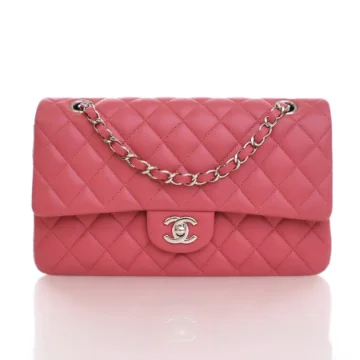 Chanel Medium Pink Lambskin Classic Double Flap Bag