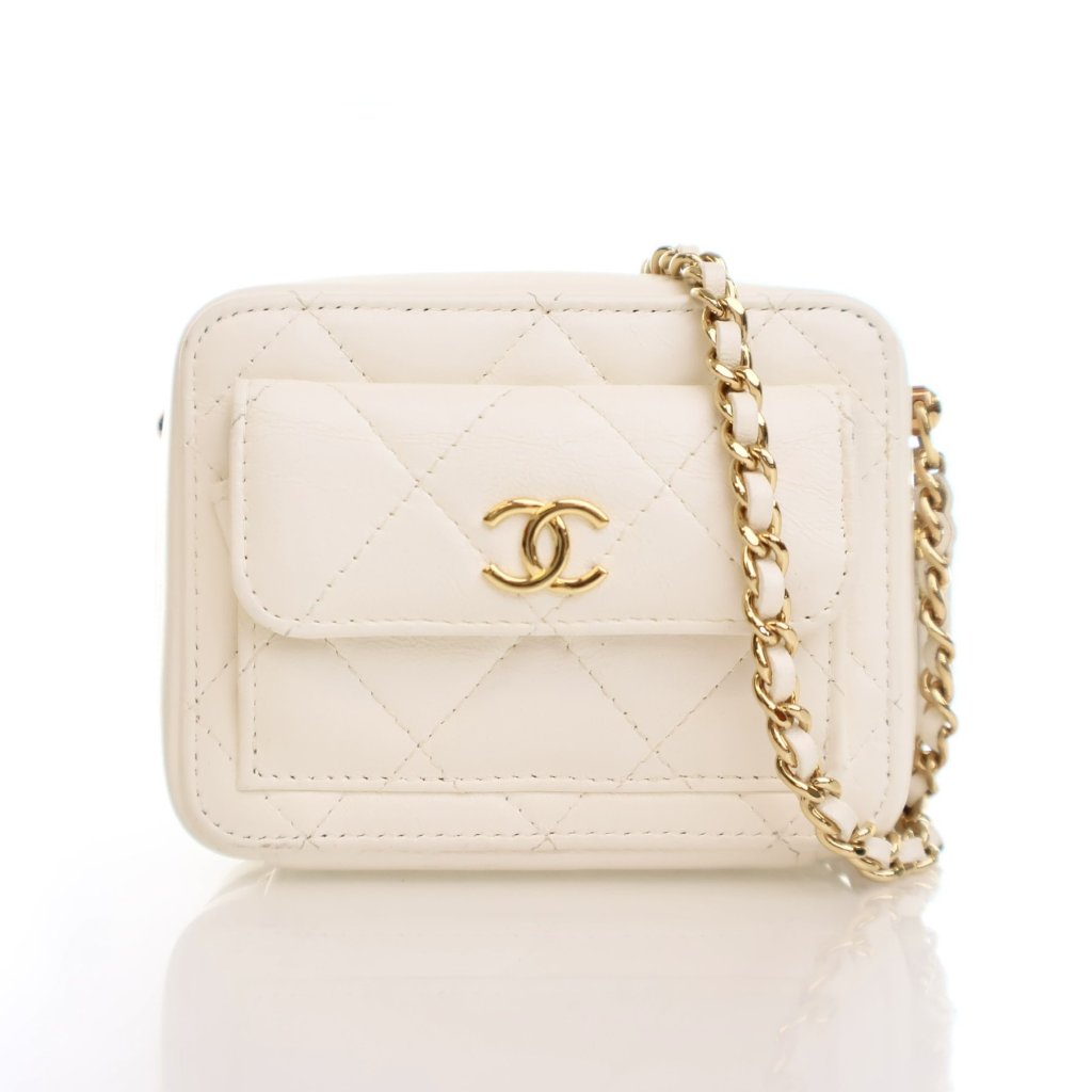 Chanel Mini Cream Lambskin Vanity Bag - Luxe Du Jour