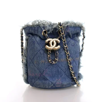 Chanel Mini Blue Denim Mood Bucket With Chain