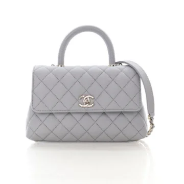 Chanel Small Grey Caviar Coco Top Handle Flap Bag