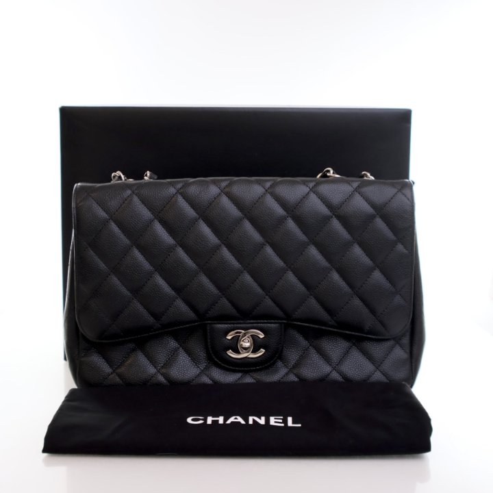 【ヴィンテージ】Rank:SS☆Chanel Black Classic Flap Jumbo CHANEL Vintage Black Classic Large Jumbo Single Flap Bag