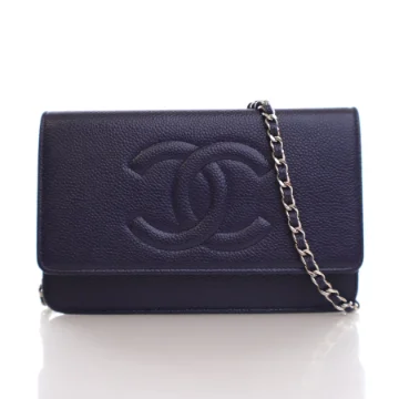 Chanel Navy Caviar Timeless Wallet On Chain (WOC)