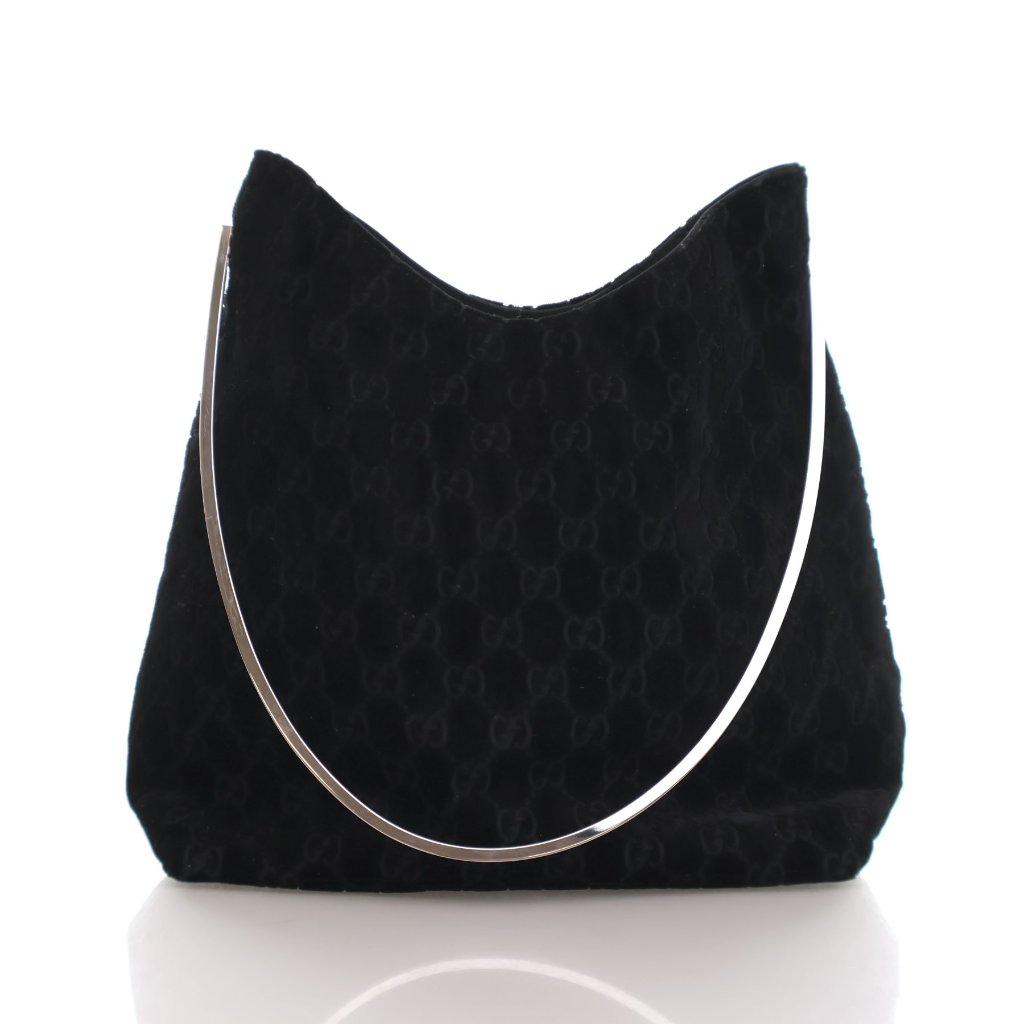 バッグ GUCCI Gucci Vintage Velour Metal Hoop Shoulder Bag - Luxe Du Jour
