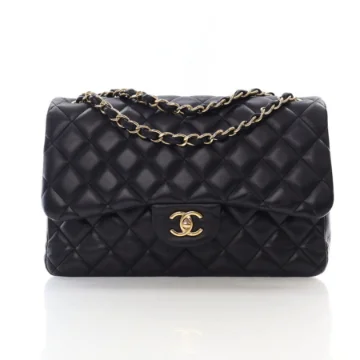 Chanel Jumbo Black Lambskin Classic Double Flap Bag