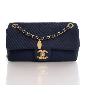 Chanel Medium Navy Calfskin Surpique Flap Bag
