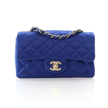 Chanel Mini Blue Satin Rectangular Flap Bag