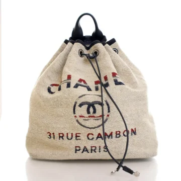 Chanel Grey Canvas Deauville Backpack