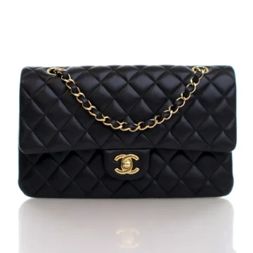 Chanel Medium Black Lambskin Classic Double Flap Bag