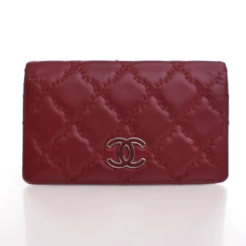 Chanel Red Lambskin CC Ultra Stitch Bi Fold Wallet