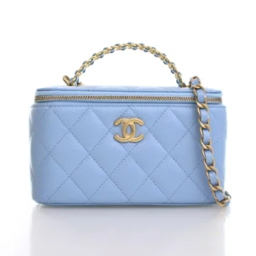 Chanel Small Blue Caviar Vanity Top Handle